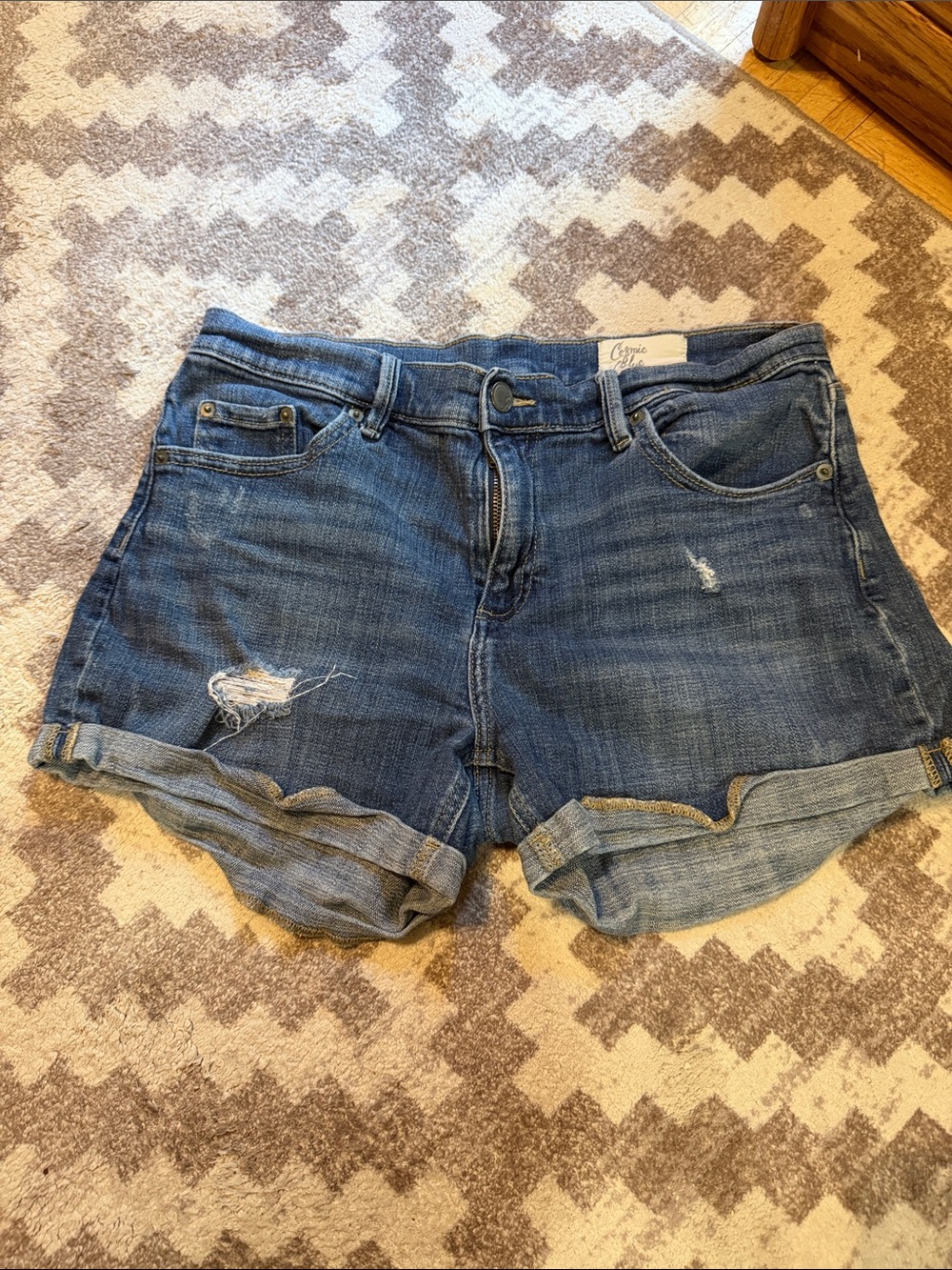 Classic Dark Blue Denim Roll-Cuff Women’s Shorts